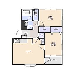 レクセル・オナイB 2LDKの間取図画像