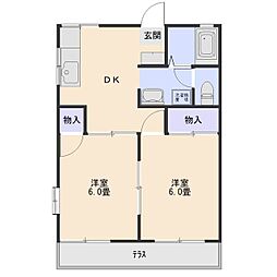 アップライゼB 2DKの間取図画像