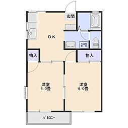 アップライゼB 2DKの間取図画像