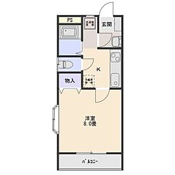 堤ハイツ2 1Kの間取図画像