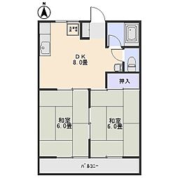ハイツ寿A 2DKの間取図画像