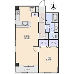 前橋中央ビル 1LDKの間取図画像