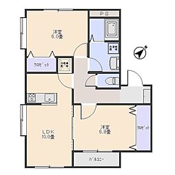 メープルファームB 2LDKの間取図画像