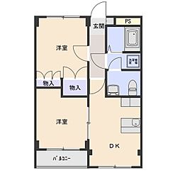 ドルフィン高井 2DKの間取図画像