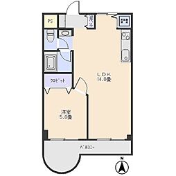 ドリームマンション大友 1LDKの間取図画像