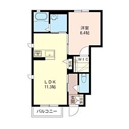 マルベリーヒルB 1LDKの間取図画像