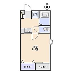 スクウェアコートC 1Kの間取図画像