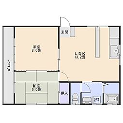 関ハウス 2LDKの間取図画像