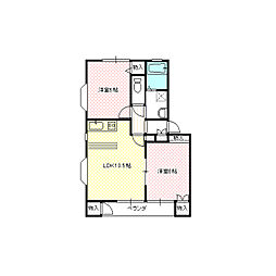 上信電鉄 吉井駅 徒歩27分の賃貸アパート 2階2LDKの間取り