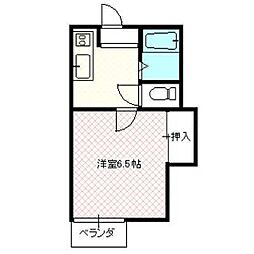 シティーハイツサンドーム 1Kの間取図画像