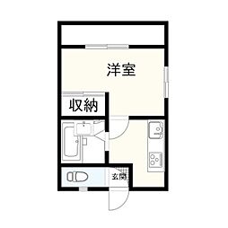 ヤジマハイツ 1Kの間取図画像