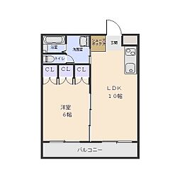ロビンソンハイツ井野 1LDKの間取図画像