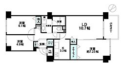 ヴィルヌーブ旭ケ丘 3LDKの間取図画像