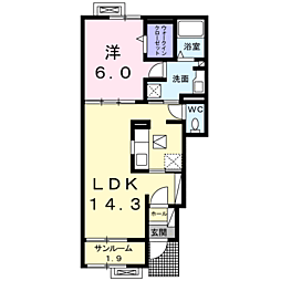 ウェスタン・ヴィラ 1階1LDKの間取り