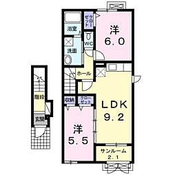 グラン・トキ 2LDKの間取図画像