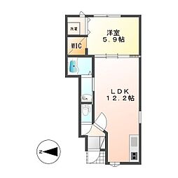 スカーレット 1LDKの間取図画像