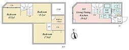 GRANDE東新宿 3LDKの間取図画像