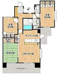 クリオ鶴見中央壱番館 3LDKの間取図画像