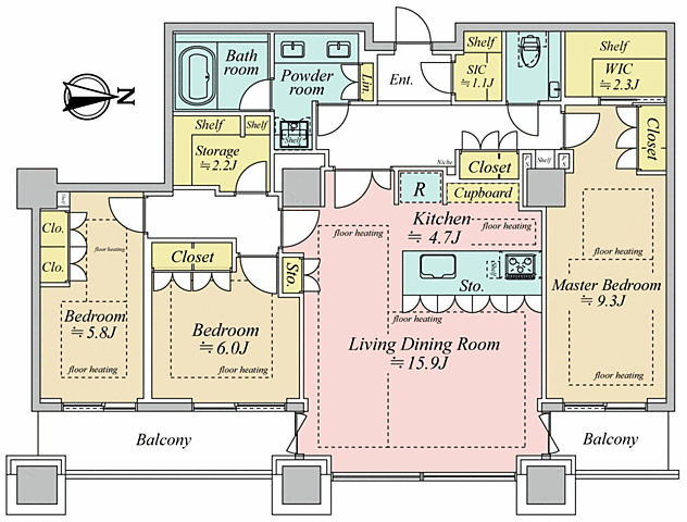 間取り センチュリーパークタワー 50階/-