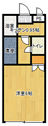 バディマンション中の島 1Kの間取図画像