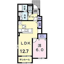 イーストオーブ2 1LDKの間取図画像