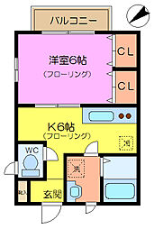 プラスエイエス 1DKの間取図画像