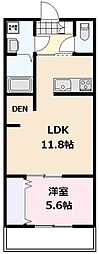 ヴェルコリーヌ 1LDKの間取図画像