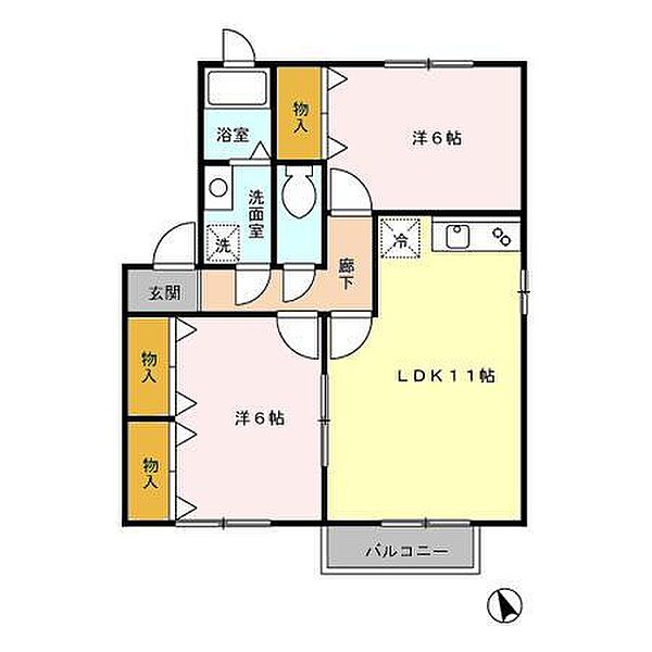 サンライズ油久保Ｃ 101｜青森県八戸市大字湊町字油久保(賃貸アパート2LDK・1階・55.44㎡)の写真 その2