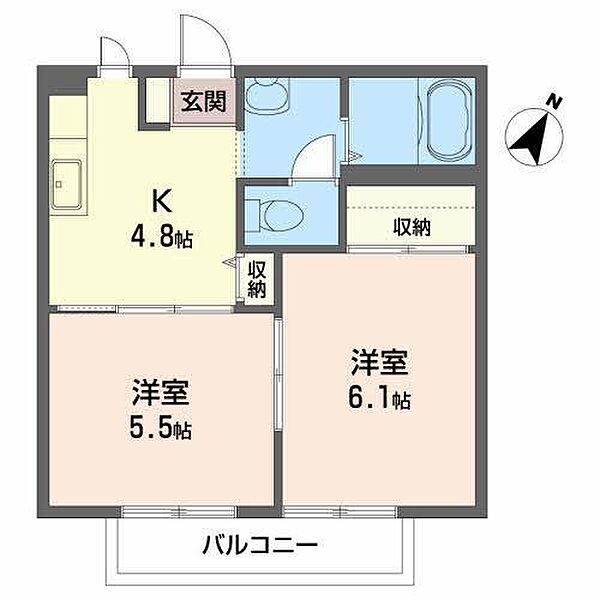 メゾンヒロＢ 102｜青森県八戸市下長2丁目(賃貸アパート2K・1階・36.00㎡)の写真 その2