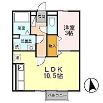 セジュールＳＥ秀Ａ 207 ｜ 青森県八戸市沼館1丁目（賃貸アパート1LDK・2階・35.10㎡） その2