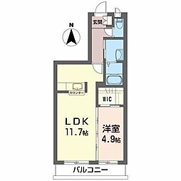 ＭＡＩＳＯＮ・ＭＡＳＴ売市Ａ 1階1LDKの間取り