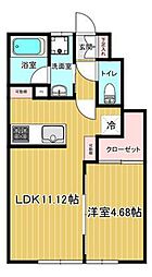 Floraison B 1LDKの間取図画像