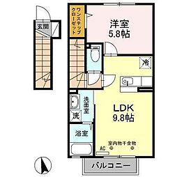 メゾンソレイユ・カトル 1LDKの間取図画像