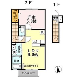 ハイネス城下 1LDKの間取図画像