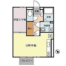 セジュール沢里2 1LDKの間取図画像