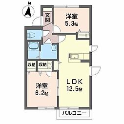 エスペランサC 2LDKの間取図画像