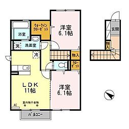 メゾン・ソレイユ2 2LDKの間取図画像