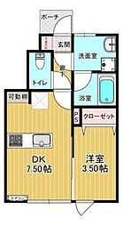 Pinot noir(ピノ ノワール) 1DKの間取図画像