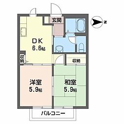 フレグランスユーD 2DKの間取図画像