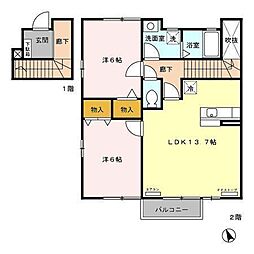 ブライトオリジンC 2LDKの間取図画像