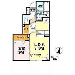 グランツC 1LDKの間取図画像