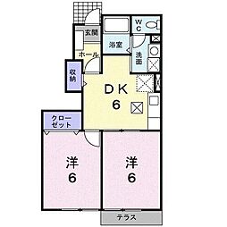 セゾンパルテール 2DKの間取図画像