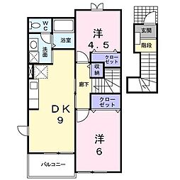 セゾンパルテール 2DKの間取図画像