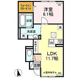 ソレイユ城下 1LDKの間取図画像