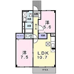 ゼファー 2LDKの間取図画像
