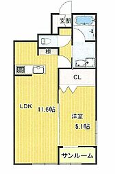 ル・グラン 1LDKの間取図画像