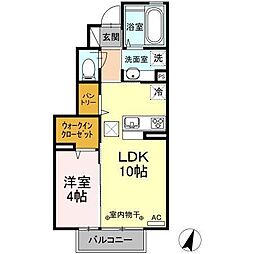 フラットテン 1LDKの間取図画像