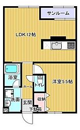 ハイツオウル 1LDKの間取図画像