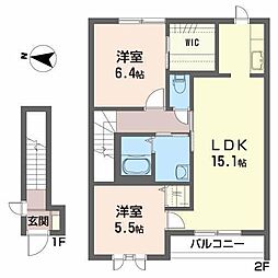 メゾン・ド・サラ 2LDKの間取図画像
