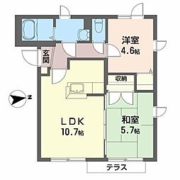 キャップ類家 2LDKの間取図画像